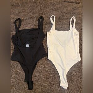 H&M Black and White Bodysuits Sleek Minimalist Design